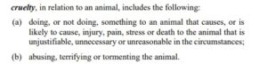 Animal Welfare Act Cruelty def